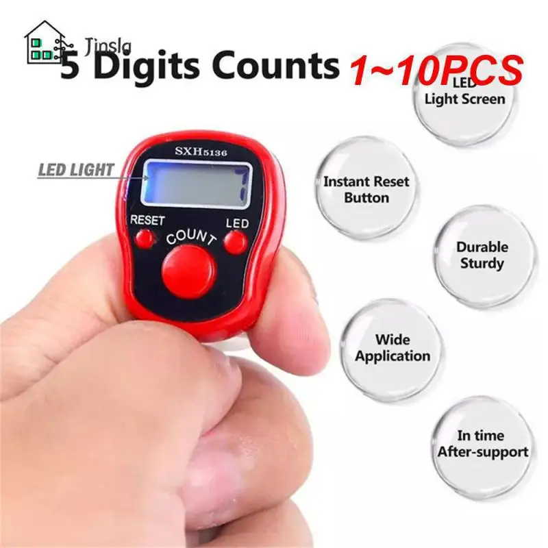 1~10PCS Finger Counter LCD Electric Digital Display + Light Tally Counter Stitch Marker Sewing Knitting Weave Buddha Pray Soccer