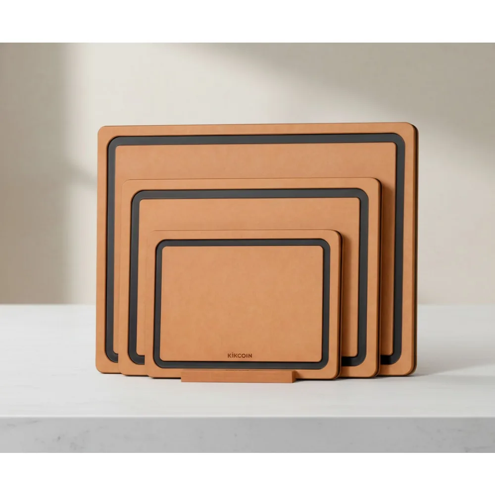 

3-Piece Wooden Cutting Board Set with Holder, Non-Slip Dishwasher Safe Kitchen Chopping Boards with Juice Groove for Home Cooks