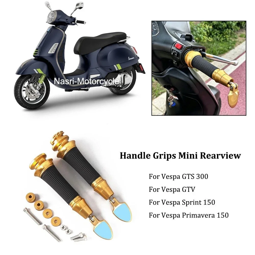 Espejos Retrovisores Laterales CNC para Motocicleta, Mini Espejos Retrovisores para Manillar, para Vespa Sprint Primavera 150 GTS300 Super GTV300