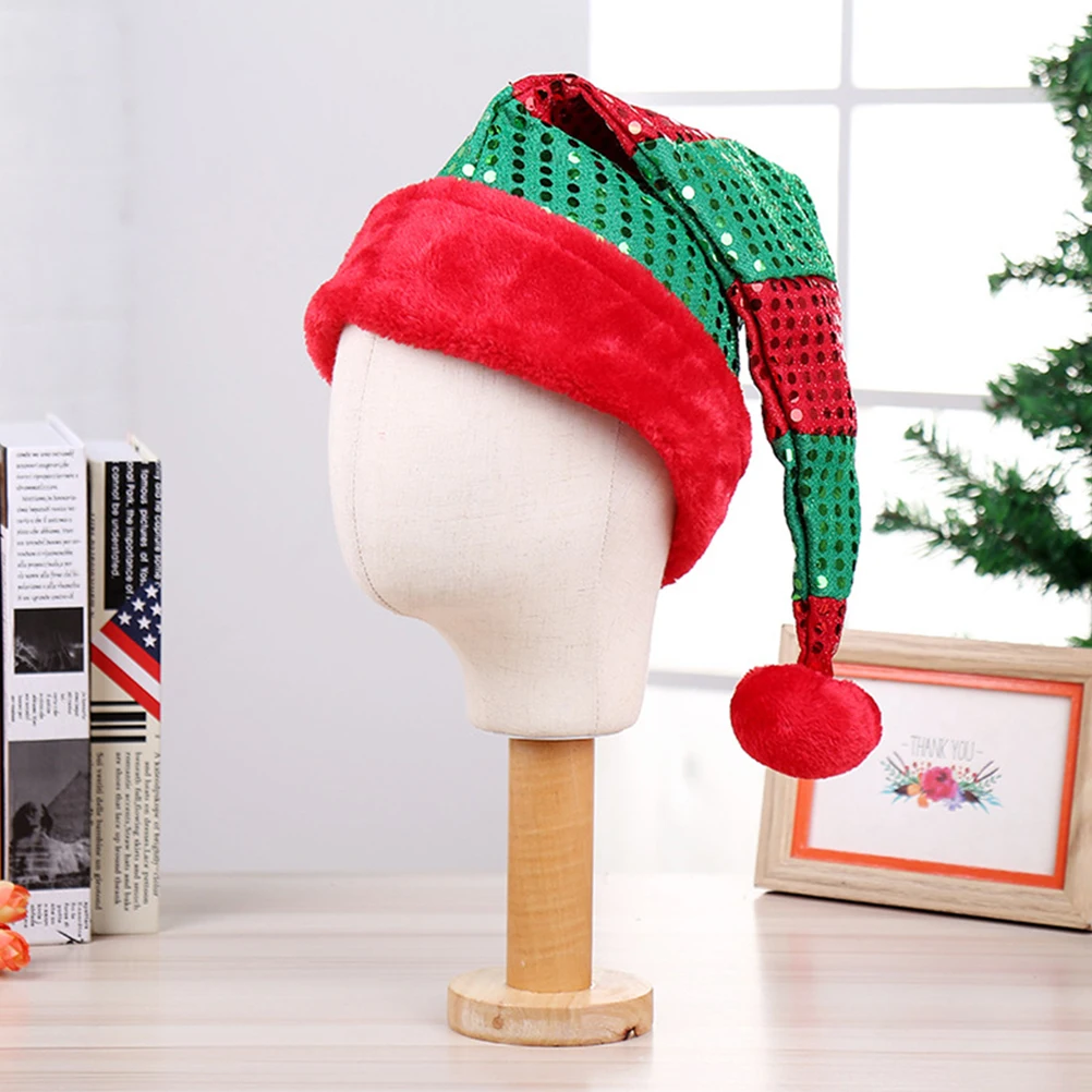 

2pcs Christmas Hat Decoration Red Sequin Hats Performance Santa Hat Accessories Festive Holiday Props