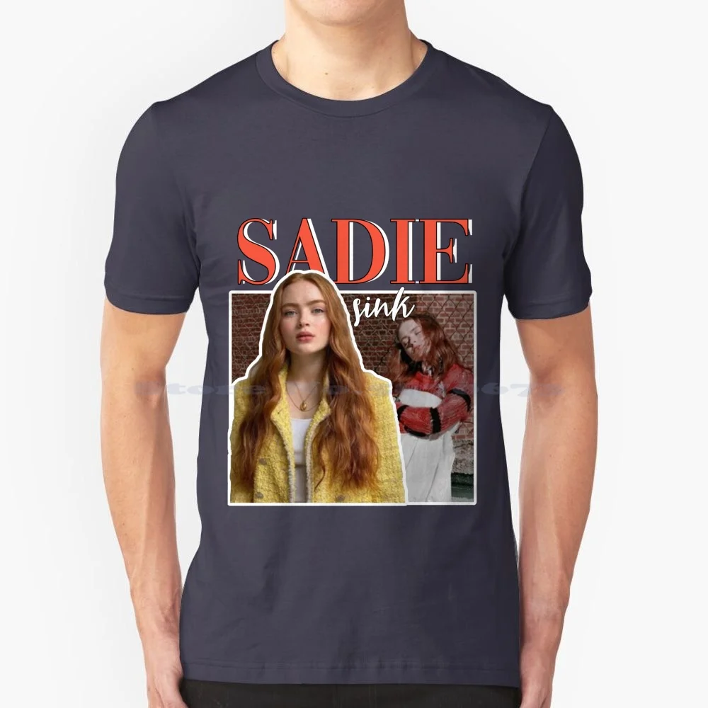 Sadie Sink T Shirt 100% Cotton Tee Cute Pinterest Instagram Pack Aesthetic Free Cheap Teenage Lightening Bolt Vibes Theme