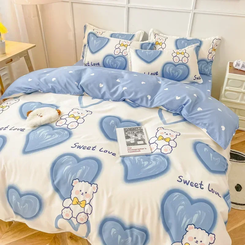 Strawberry Bedding Set Double Sheet Soft 3/4pcs Bed Sheet Set Duvet Cover Queen King Size Comforter Sets For Home For Child