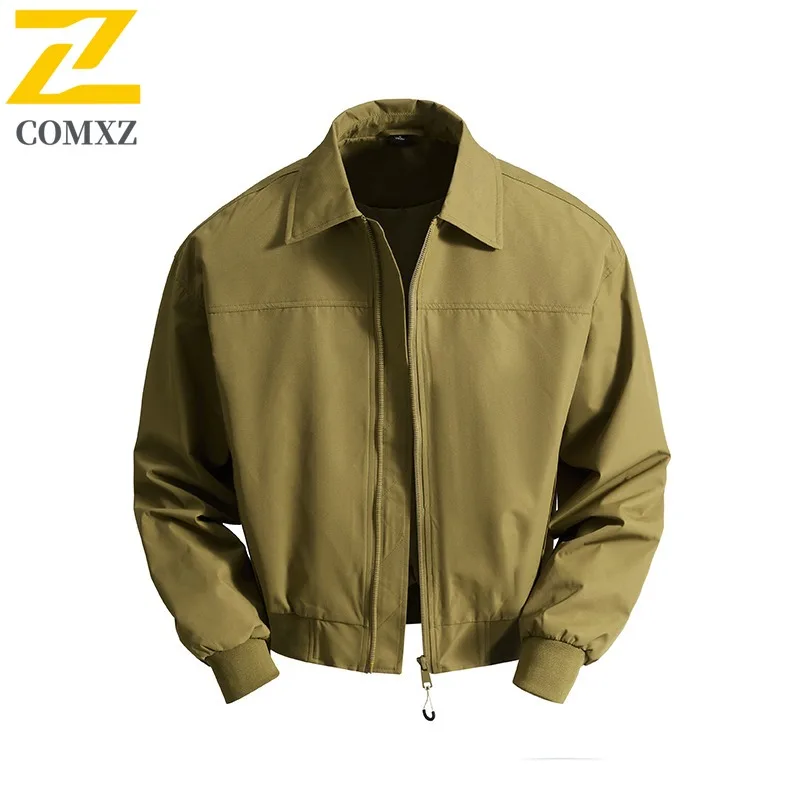 

COMXZ 2025 Осенняя трендовая куртка в американском стиле, мужская куртка, модная мужская куртка с вырезом воротника, свободная посадка, универсальный молодежный повседневный топ больших размеров