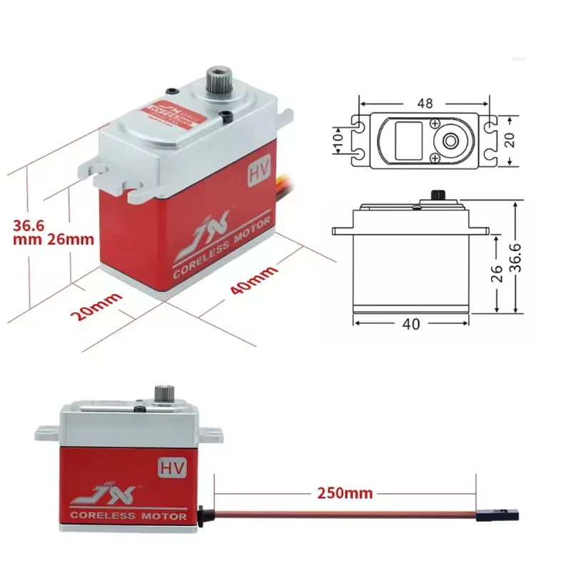 JX Servo PDI-HV7232MG Servo digitale ad alta tensione da 30 kg con coppia elevata da 180 gradi per modello di aereo per elicottero RC