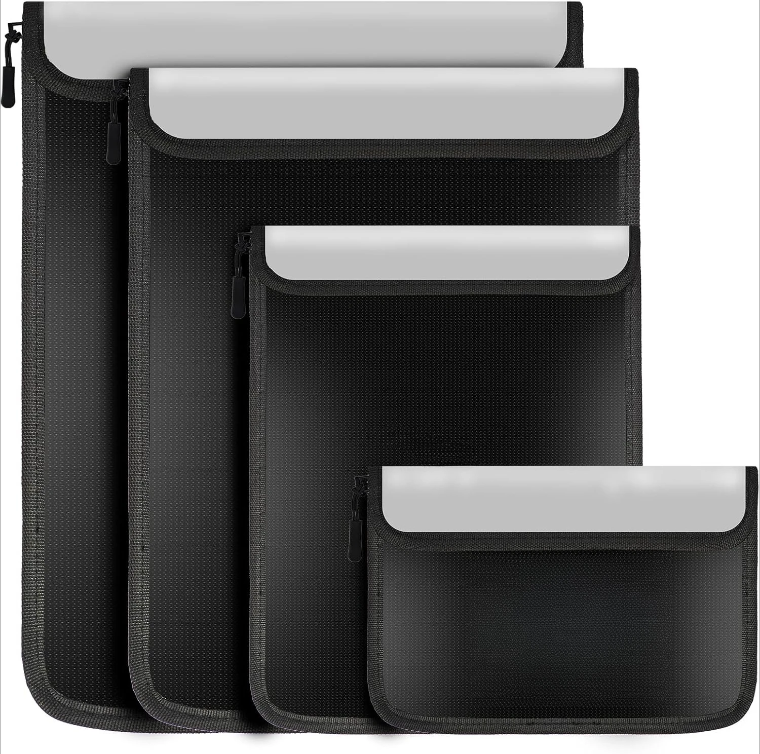 

4-pack, waterproof, fireproof storage bags suitable for legal/A4 size documents.