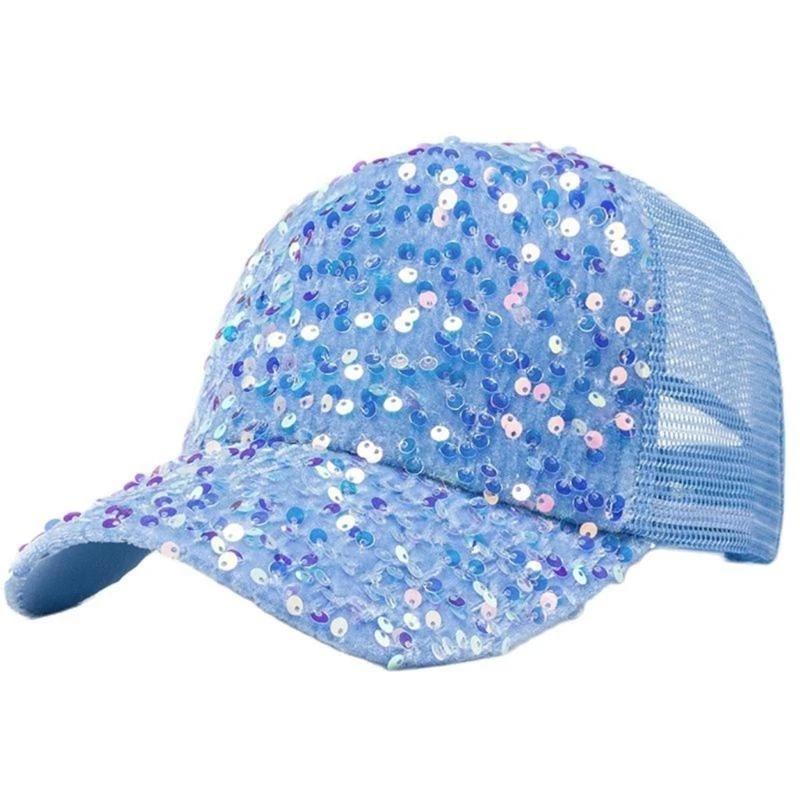 

652F Eye-Catching Sequins Trucker Hat for Girls Women Adjustable Casual Hat for Outdoor Sequined Stylish Headwear