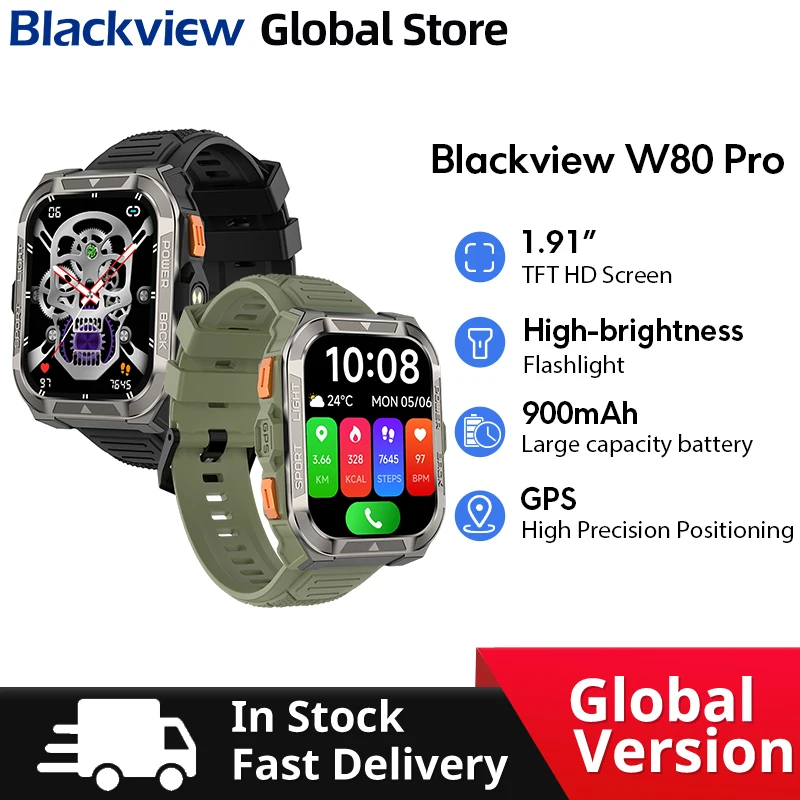 Blackview W80 PRO Smart Watch 1.91‘’ Display GPS Compass Out