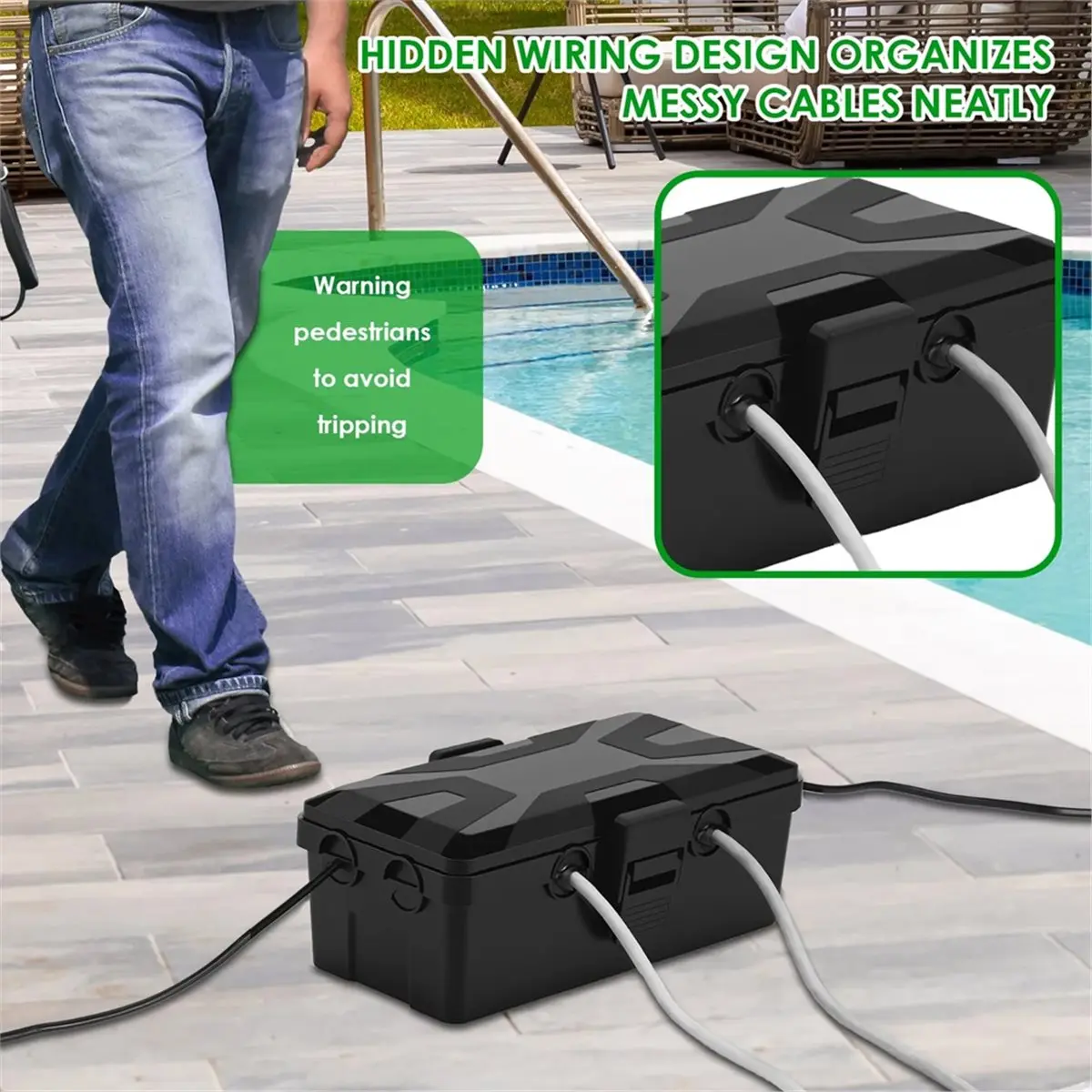 Waterproof Cable Plug Protection Box-Weather-Resistant Sealed Connection Box for Safe Use of Sockets and Extension Cords