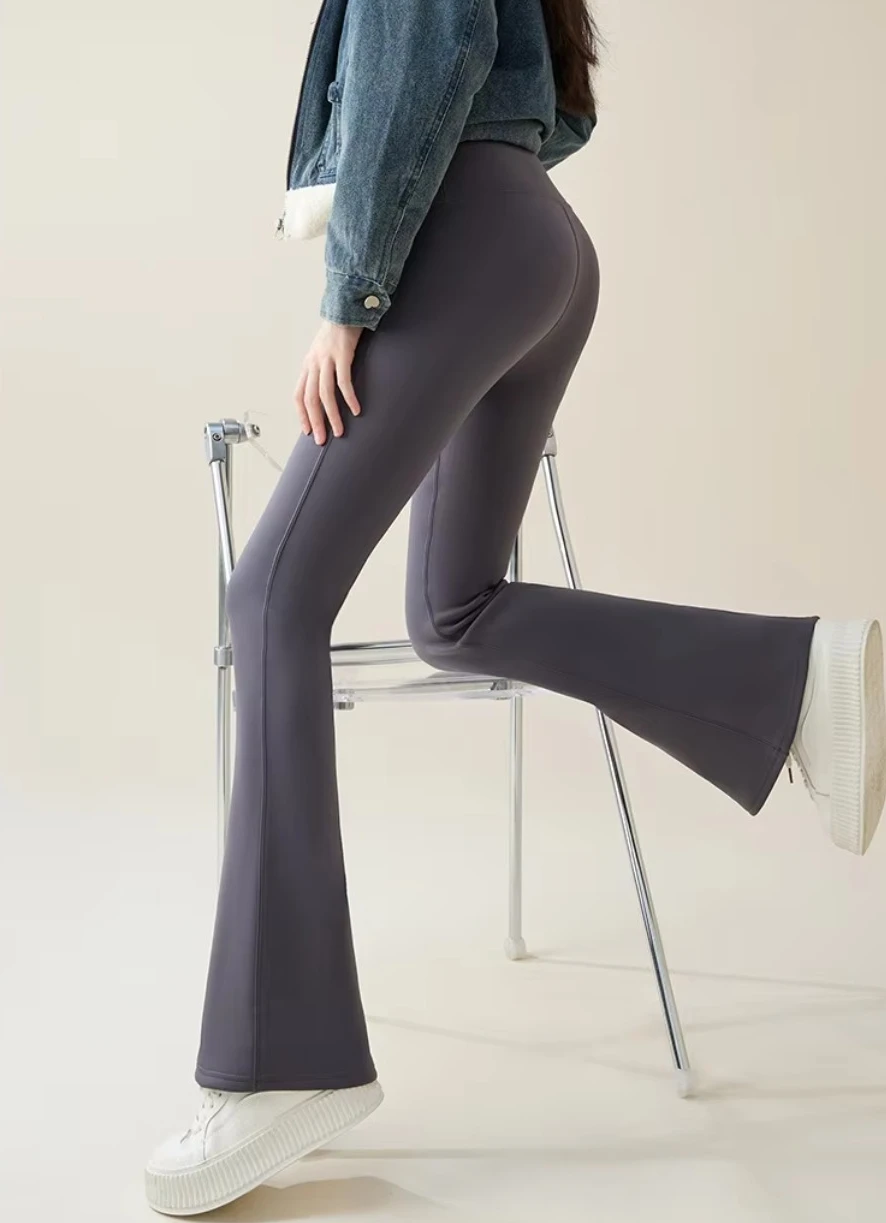 Winter-Leggings mit hoher Taille und ausgestelltem Bein für Damen, mit Fleece-Futter, Bauchkontrolle, Po-Lifting-Effekt, Yoga-Hose, dehnbare Freizeithose, Damenbekleidung – Detail 16