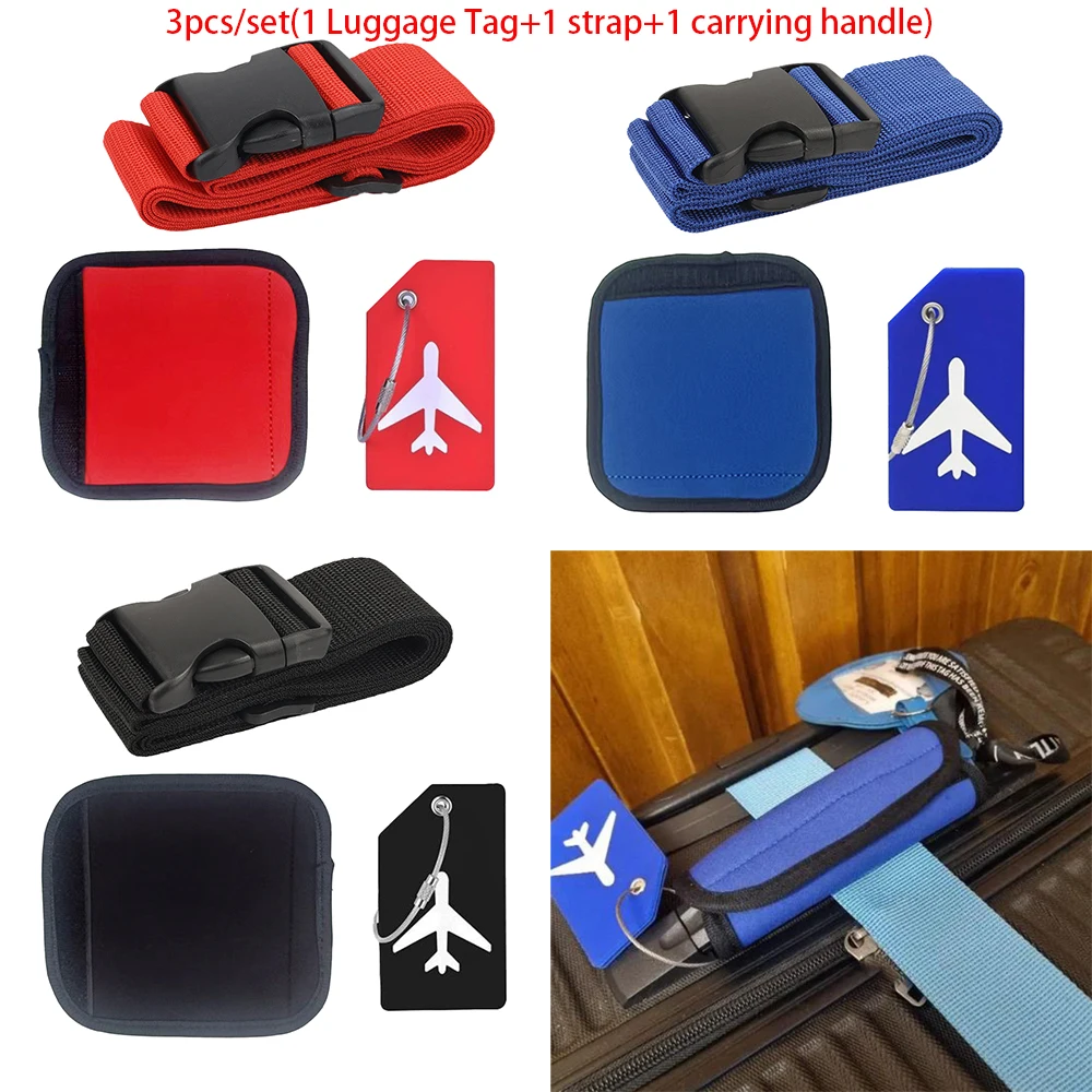 

3Pcs Silicone Luggage Tags, Suitcase Handle Anti-Slip Covers, Business Trip Trolley Case Identification Tags, Travel Luggage Bag Fixing Straps