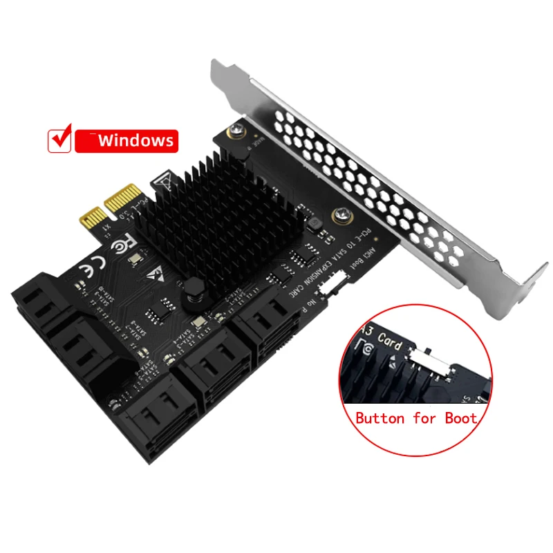 Chi a Mining Riser 10 Port SATA 3.0 to PCIe Expansion Card PCI Express SATA Adapter SATA3 6G Converter with Heatsink for Windows