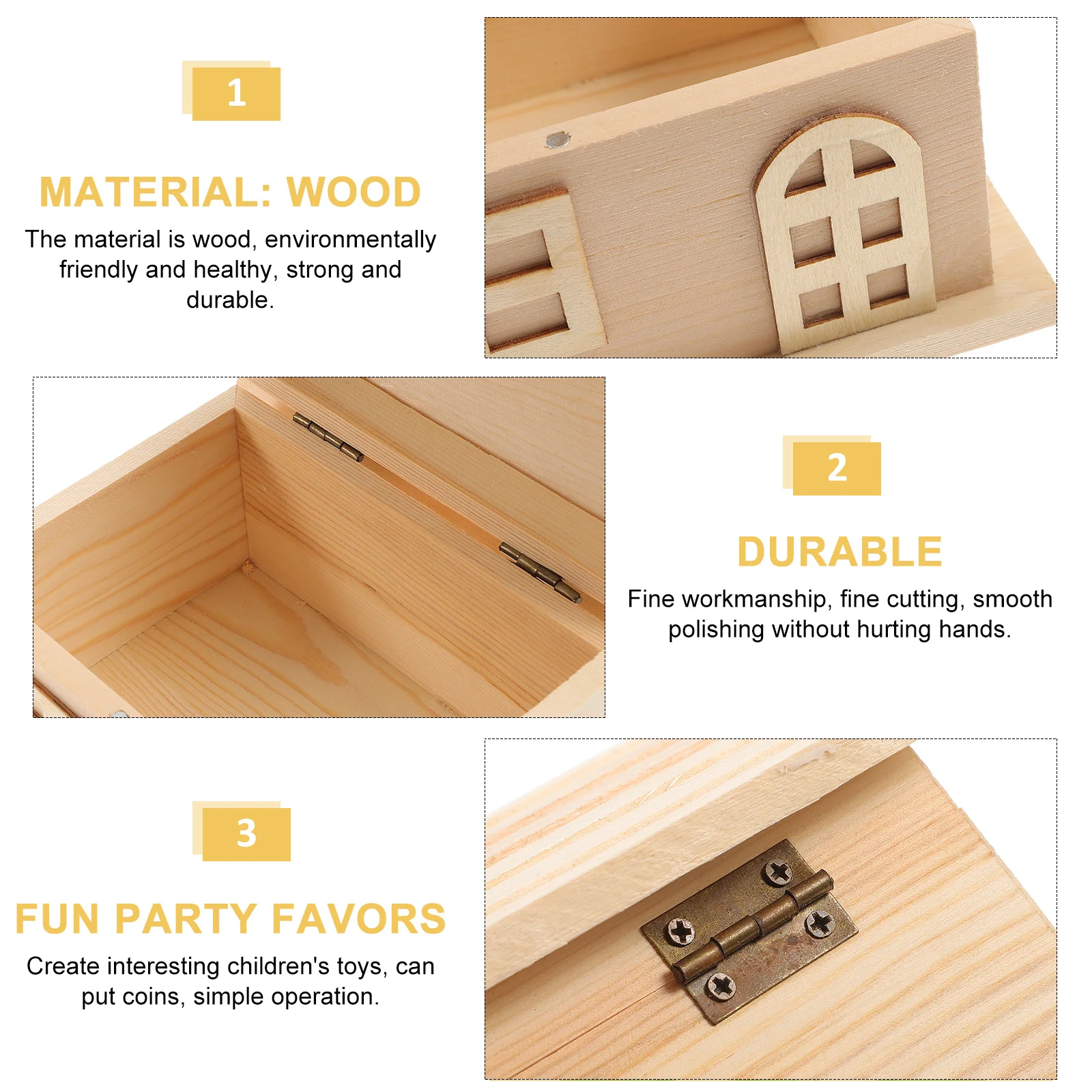 

1Pcs Retro Wooden House Shaped Piggy Bank High Quality Material Delicate Workmanship DIY Colors Childrens Day Gift