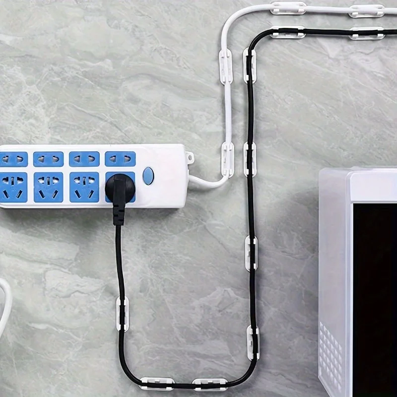 20pcs, Adjustable Cable Management Clips, Adhesive Cable Organizers Sticky Wire Clips Cord Holder For TV PC Ethernet Cable