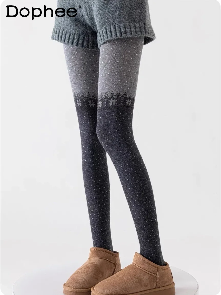 

Осень-зима, новые вязаные хлопковые жаккардовые колготки в горошек, милые женские японские оригинальные колготки, носки