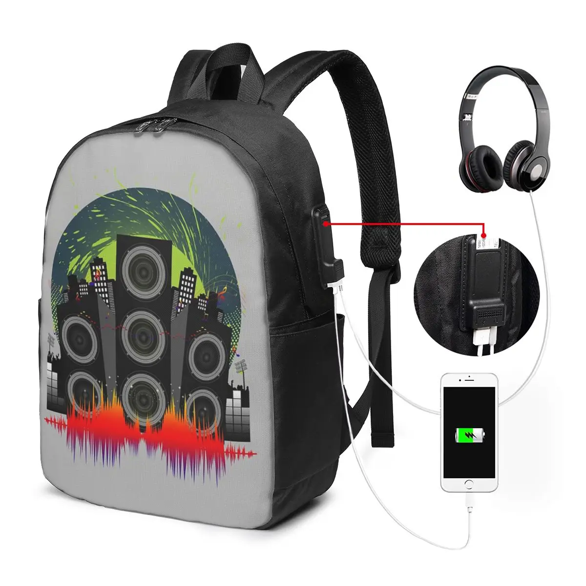 LED Sound System Colorful Backpack Travel Notebook Bag Computer College Student School Bag Laptop Shoulder Bags for Men Women