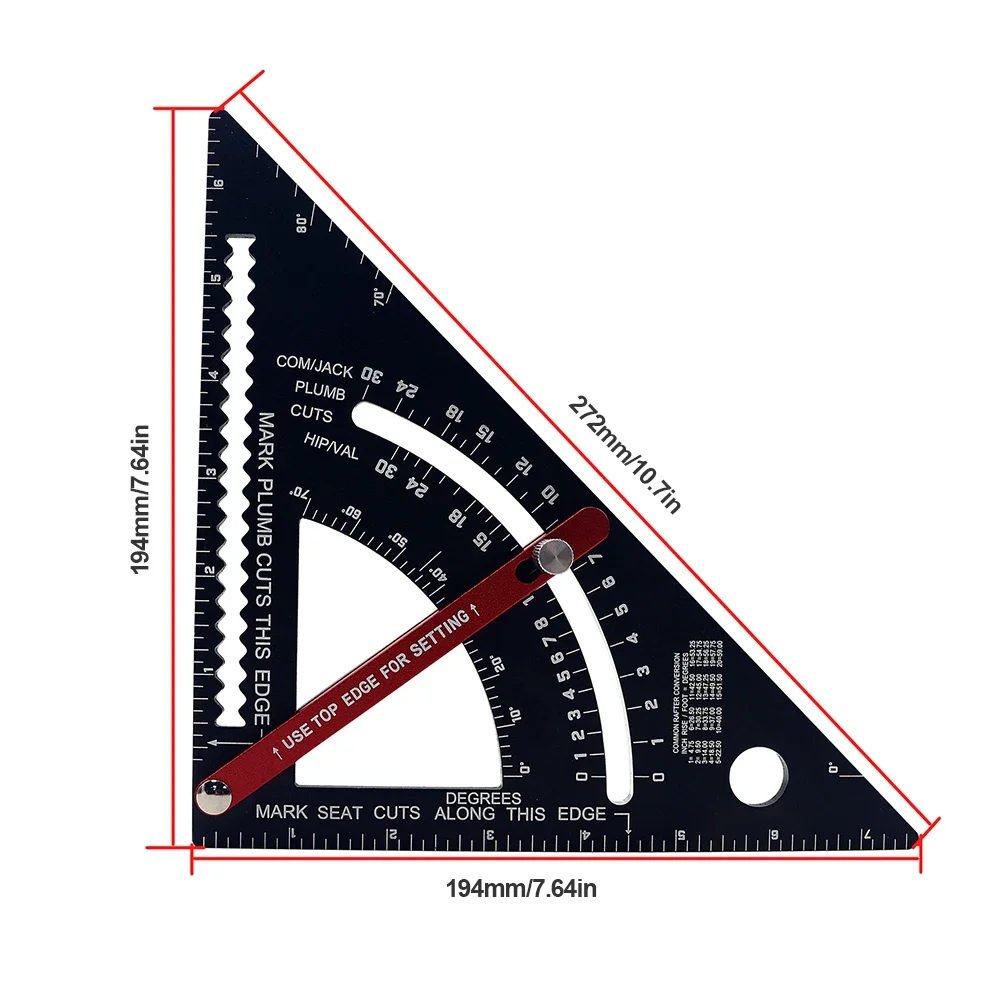 Triangle Ruler Aluminum Alloy Angle Protractor Adjustable Speed Square Measuring Ruler Multifunction for Building Framing Tools