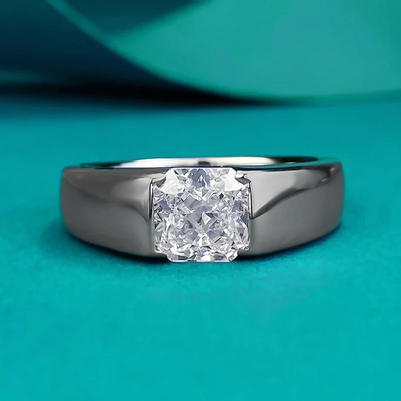 Solitaire Lab Black Diamond Ring 100% Real 925 Sterling Silver Party Wedding Band Rings for Women Men Engagement Promise Jewelry