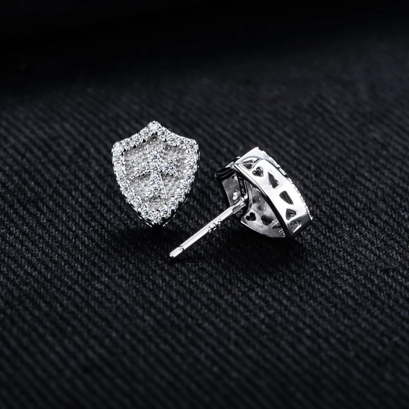 MossanRappr 0.3cttw Moissanite Hip Hop Cross Stud Earrings 925 Sterling Silver D Color Bling Statement Jewelry for Men & Women