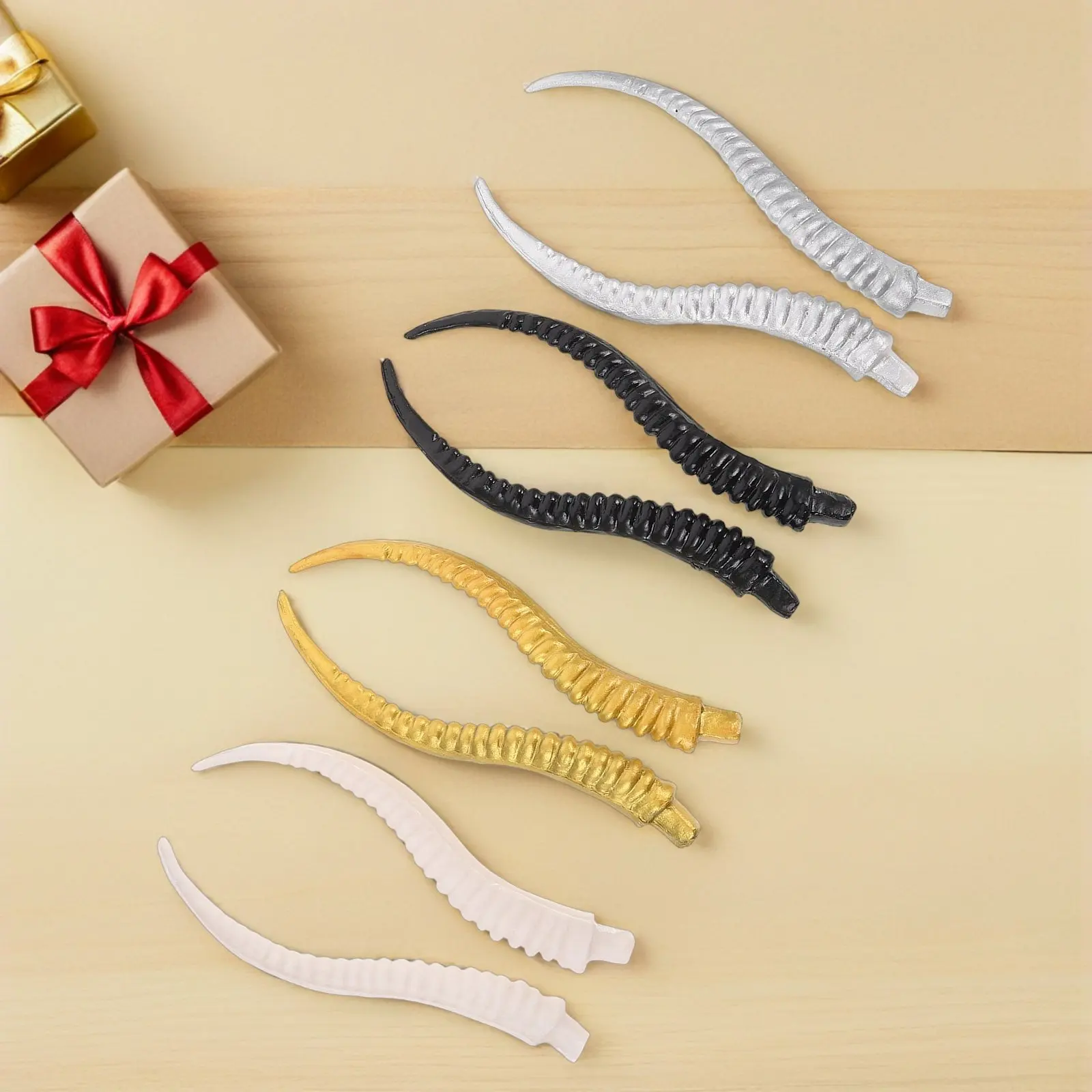 

4Pairs Realistic Artificial Animal Horns Faux Deer Antelope RAM Bull Horns Hair Clips DIY Costume Props Halloween Cosplay