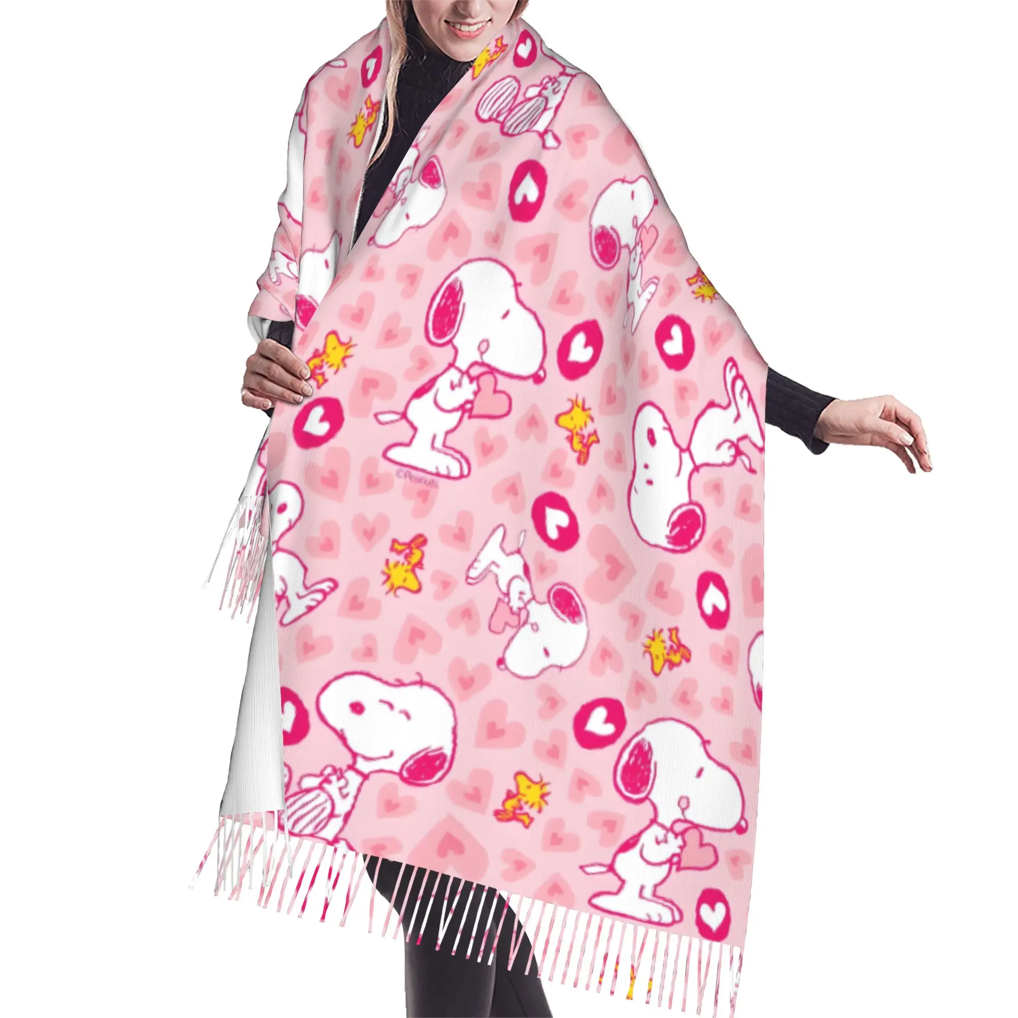 Customized Print S-snoopied Dog Scarf  Men Women Winter Warm Scarves Anime Manga Shawl Wrap