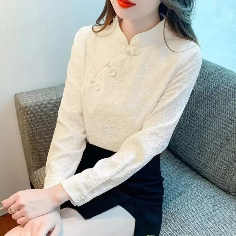 2024 Spring and Autumn New Elegant Women\'s Chiffon Shirt Fashion Long Sleeve Shirt Women\'s Inner Base Shirt Loose Blouse