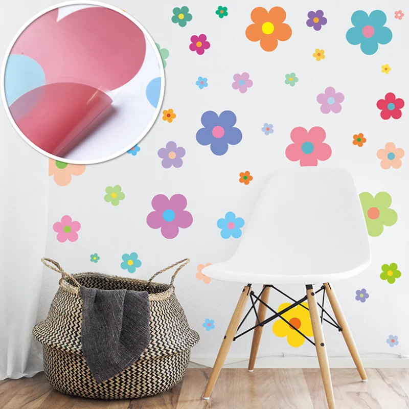 9 Sheet Colorful Small Flowers Sticker DIY Scrapbook Window Glass Wall Stickers Bedroom Decora Stickers Self-adhesive Wallpaper