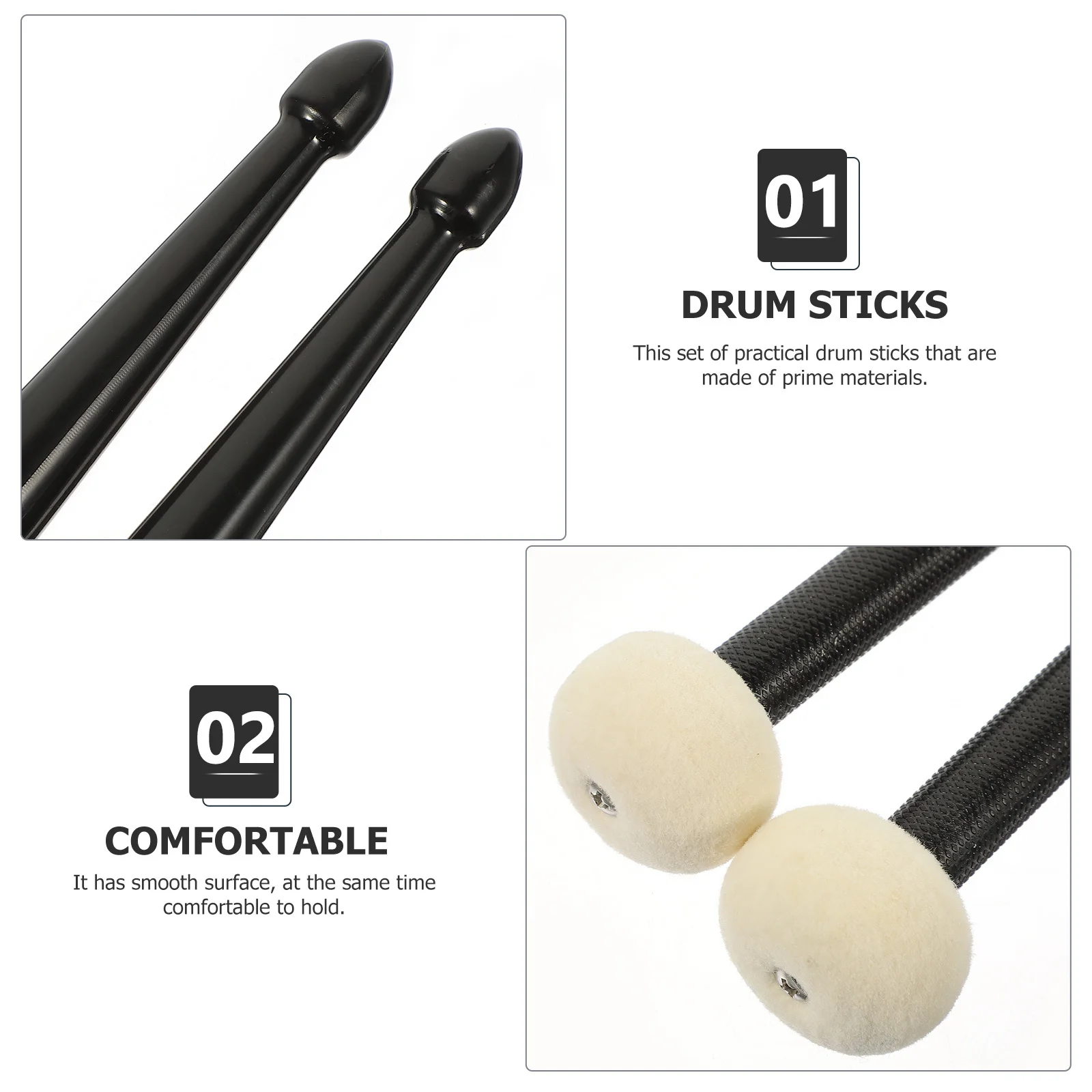 

Double-headed Drumsticks Maple Steel Soft Musical Tip Professional Multipurpose