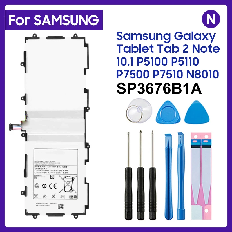 For Samsung Galaxy Tab 10.1 S2 N8000 N8010 N8020 N8013 P7510 P7500 P5100 P5110 P5113 Original Tablet Battery SP3676B1A 7000mAh