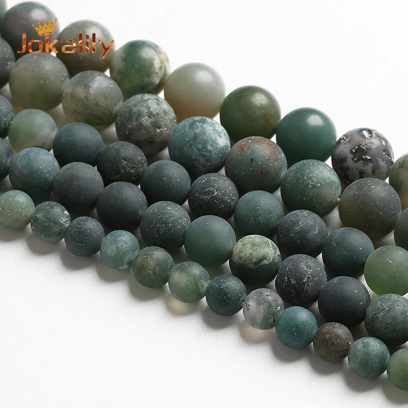 

Matte Natural Moss Agates Beads Green Grass Onyx Round Loose Beads For Jewelry Making DIY Charm Bracelets 4 6 8 10 12mm 15" Inch