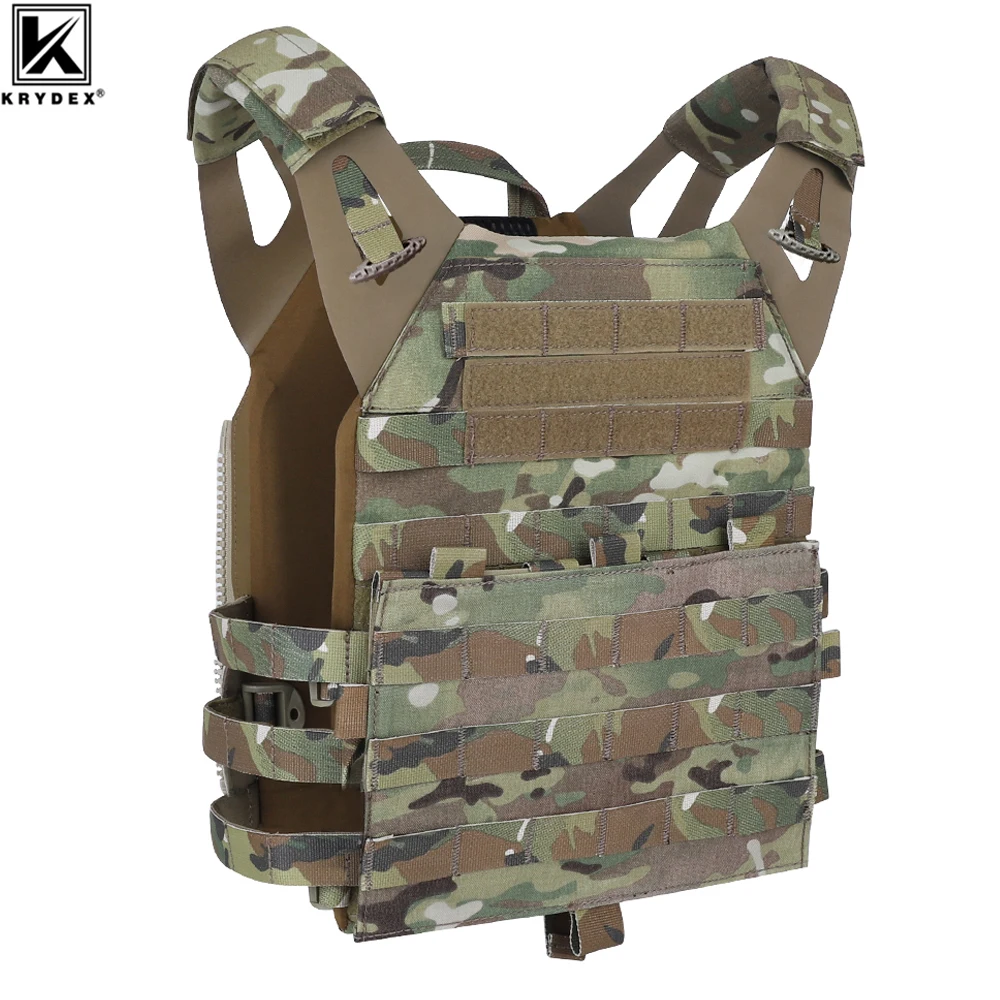 KRYDEX 500D Tactical Vest Plate Carrier MOLLE Front Flap Armor Combat Paintball Hunting CS Men Vest Camo MC