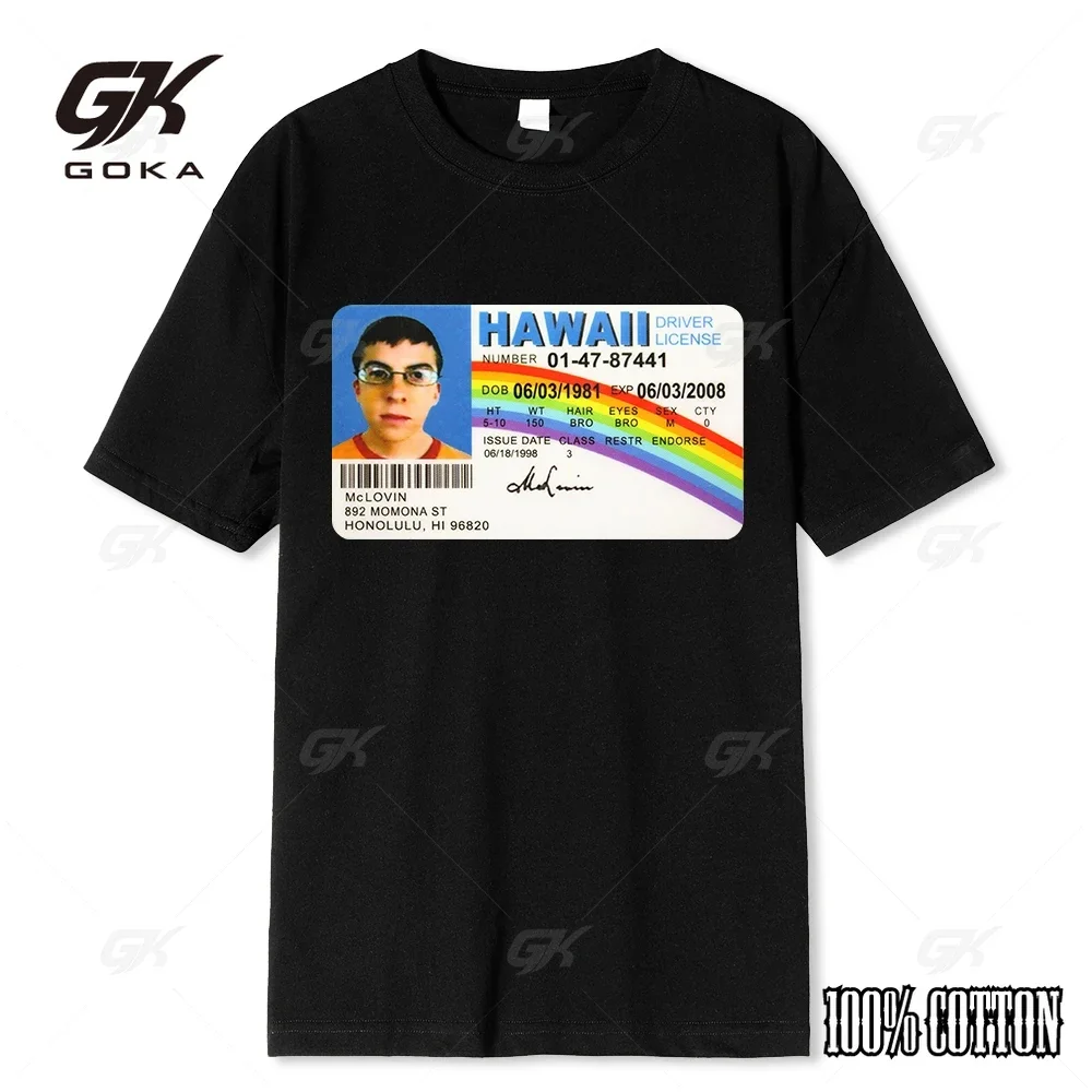Homme t Shirt Summer Men t-Shirt Mclovin Id Card Superbad Geek Mens Cotton t-Shirt Unisex t-Shirt Teenagers Cool Soft