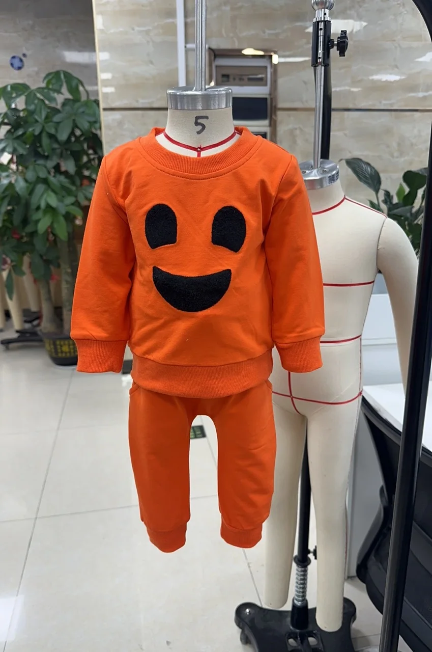 

Autumn Toddler Baby Fall Winter Outfit Smile Face Long Sleeve Sweatshirt Joggers Pants Set