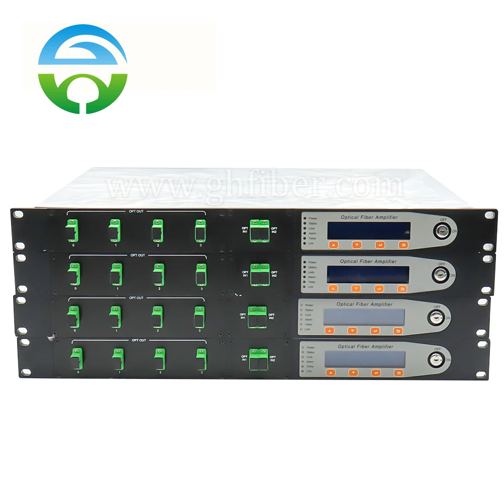 

Высокопроизводительный усилитель EDFA для CATV 1550 нм, 4 выхода, 19 дБм, SC/APC, двойное питание