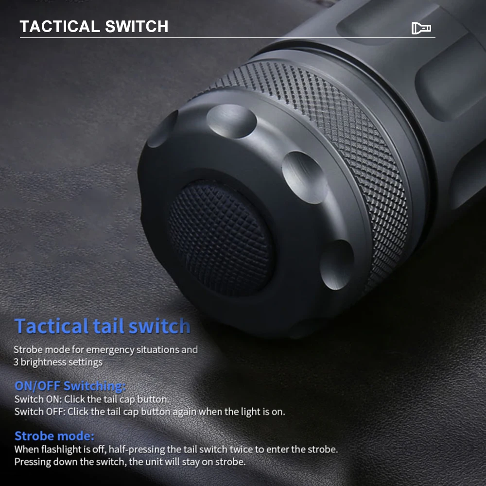 Jetbeam SST70 LED 3000LM 695M Range Tactical Flashlight 37H Runtime Torch IPX8 Waterproof Lamp Outdoor Light