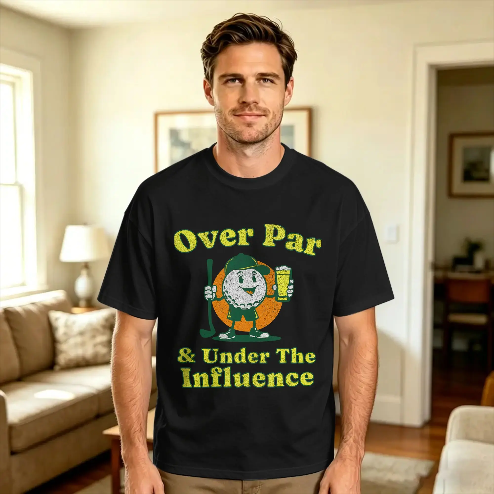 T-shirt drôle vintage sur le thème du golf et de l'alcool, style Y2K rétro, en coton, pour homme, idéal pour l'été et le hip-hop