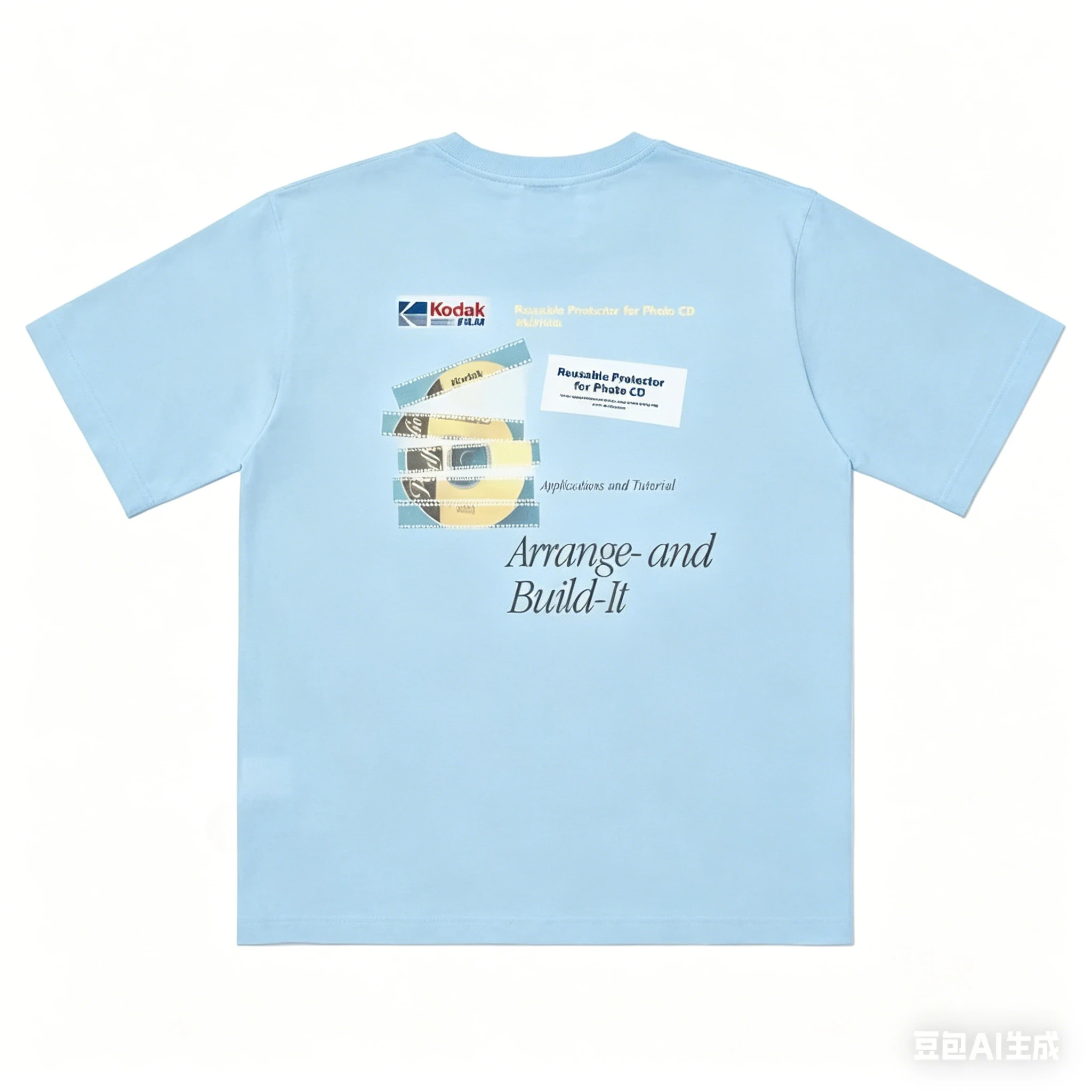 Vintage Kodak Film-style Printed T-shirt for Summer Men's Casual Street Trendy Clothing 100% Cotton Breathable Comfortable Top
