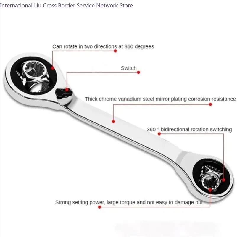 

Multifunctional Chrome Vanadium Ring Double Head Ratchet Wrench Ratchet Sleeve Rotation Hand Tools 360 Degree Tiger Wrench