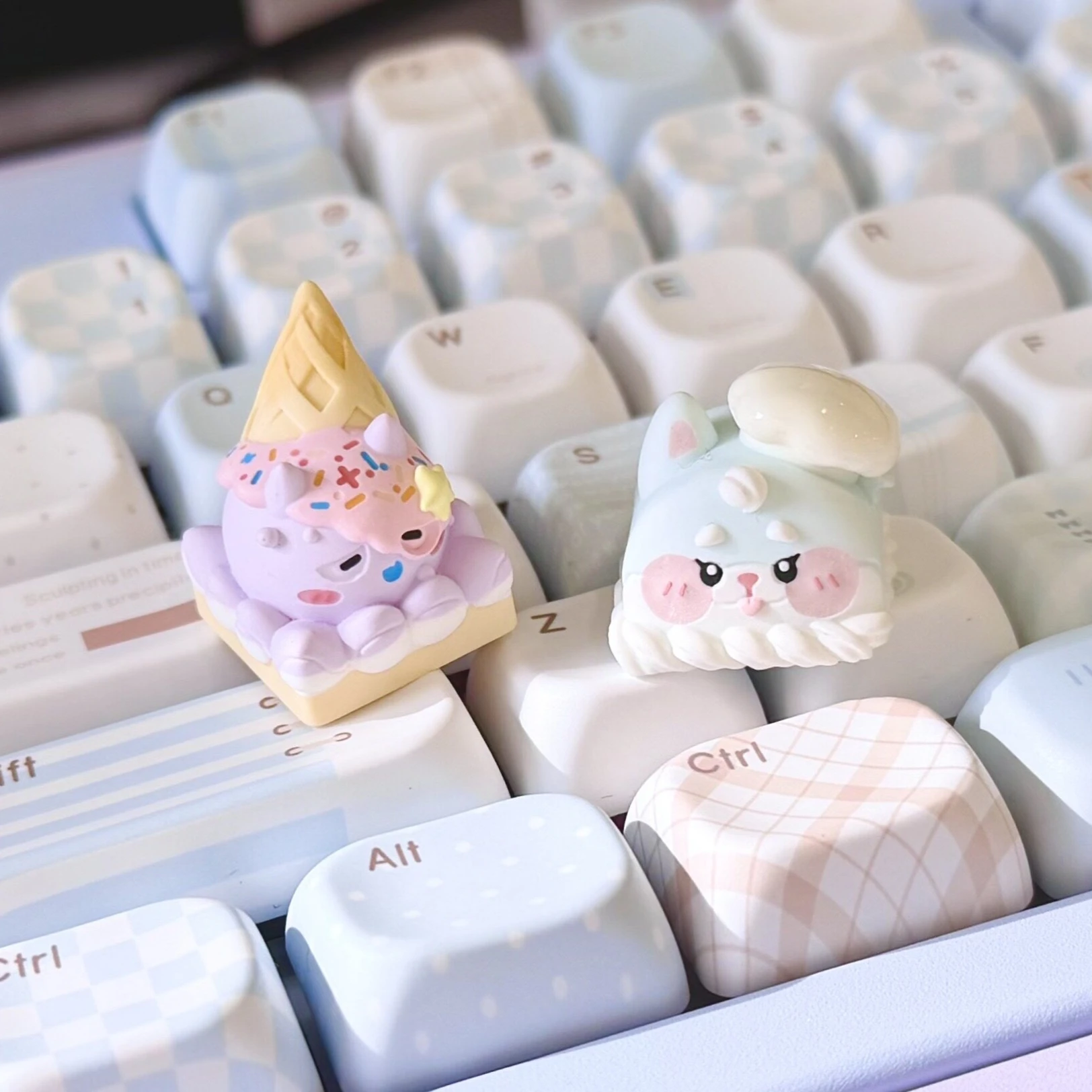 Kawaii Ice Cream Cone Series Resin Keycap Single Esc Replace Cute Original Custom Anime Keycap Mechanical Keyboard Decoration