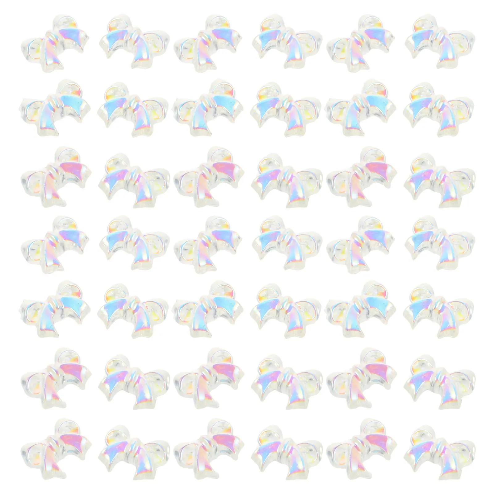 200Pcs Iridescent Resin Bow Nail Charms 3D Bowknot Nail Art Decoration for DIY Manicure Halloween Christmas Wedding Teens