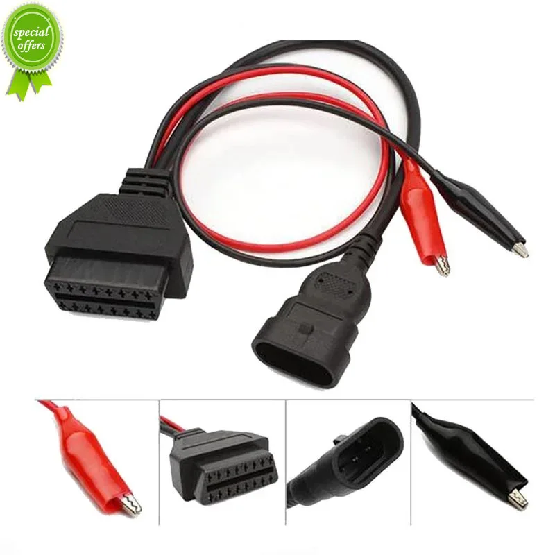 

For Alfa Lancia OBD 3 Pin To OBD2 16 Pin Connector OBDII Obd-II Adapter Auto Car Cable Obd For Fiat 3pin With Elm 327 V2.1 OBD