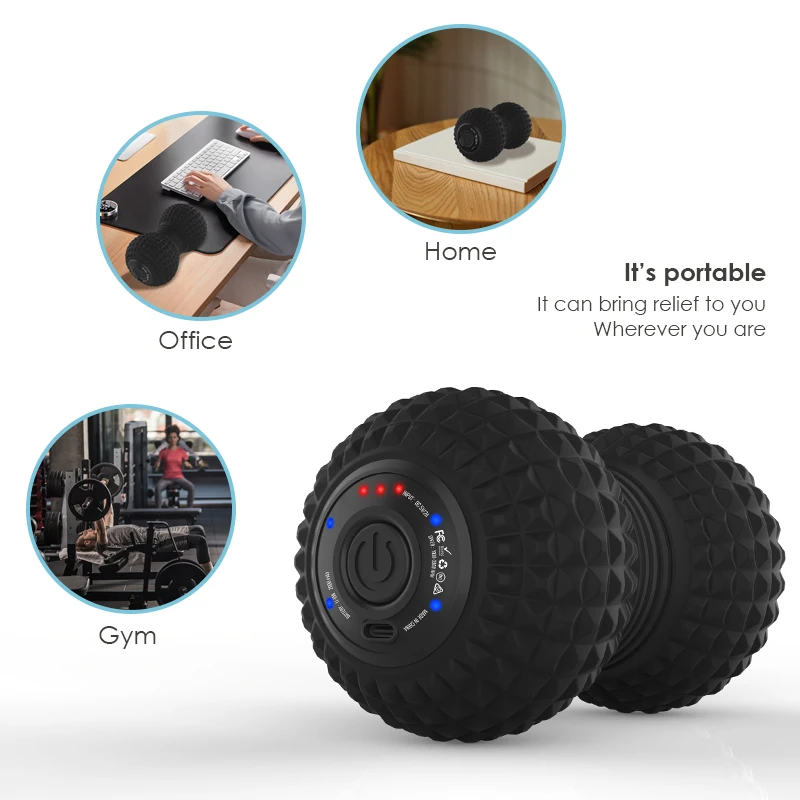 Fitness Muscle Relief Vibration Body Massage Roller Physiotherapy Silicone Peanut Massage Ball