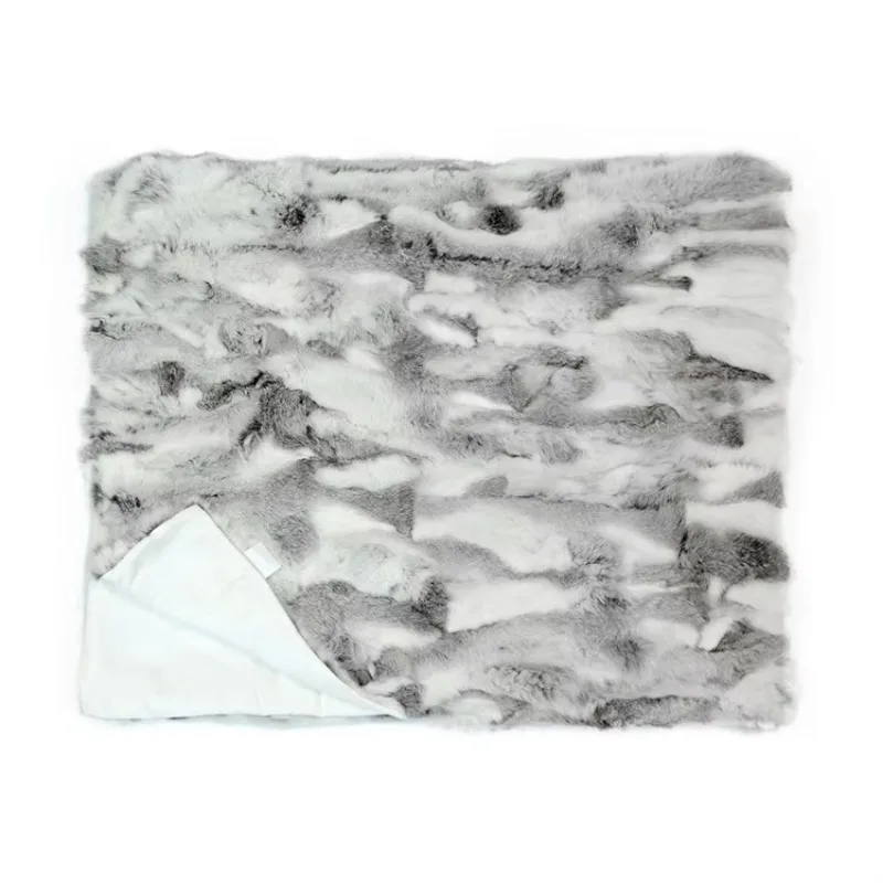 Home Ruching Manta De Piel Embossed Bubble Thick Soft Patchwork Belly Rabbit Fur Plate Real Fur Throw Luxury Rabbit Fur Blanket