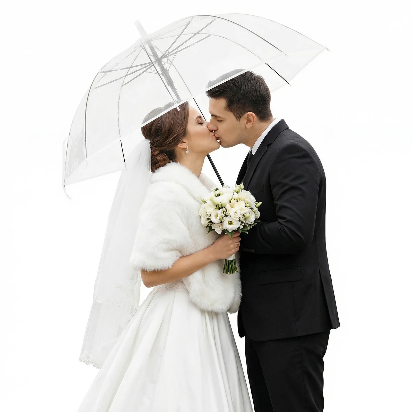 

52 Inch Large Clear Bubble Umbrellas Bulk with Thank You Tags and Rope Auto Open Clear Dome Umbrella Wedding Favors for Guest
