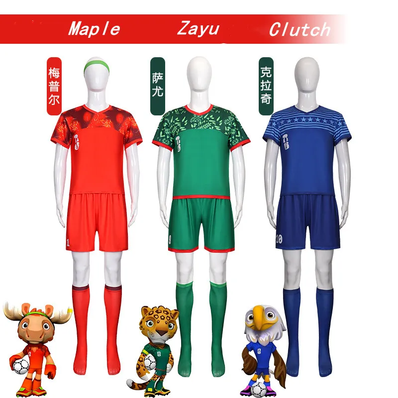 

2026 Football Mascot Cosplay Zayu Clutch Maple Cosplay Costume Jersey Set Competition Carnival Play Outfit for Man Woman