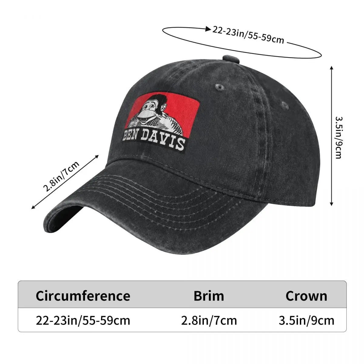 Ben Davis Best Seller Essential Fashion Baseball Cap Peaked Cap Men's Hat Women's Cap Black Cap