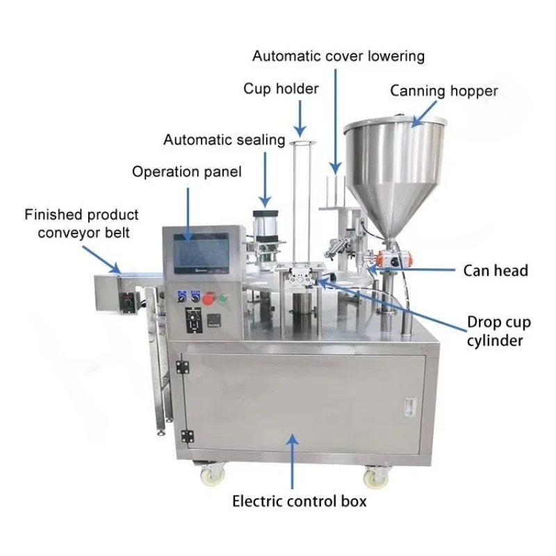 HNOC Pudding Jelly Cup Sealer Machine Automatic K Cup Fill Seal Machine Liquid Honey Jam Cup Fill Pack Machine