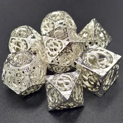 7Pcs Hollowing Metal Dices Set Polyhedron Multi-shape Cube Mold Playing Game Toys for Home Decor Digital Accessories