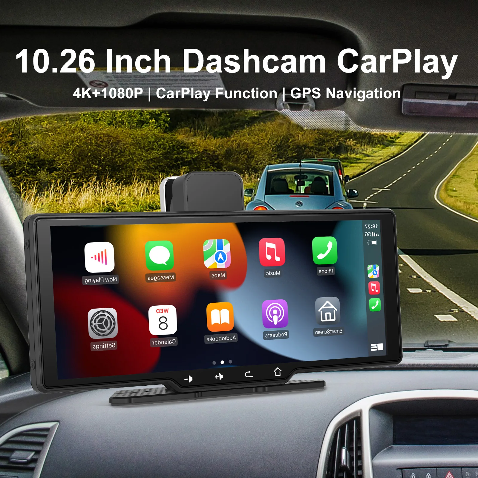 Pemutar Video Multimedia Radio mobil Universal, 10.26 inci dengan BT WIFI Wireless CarPlay Android navigasi GPS otomatis layar sentuh