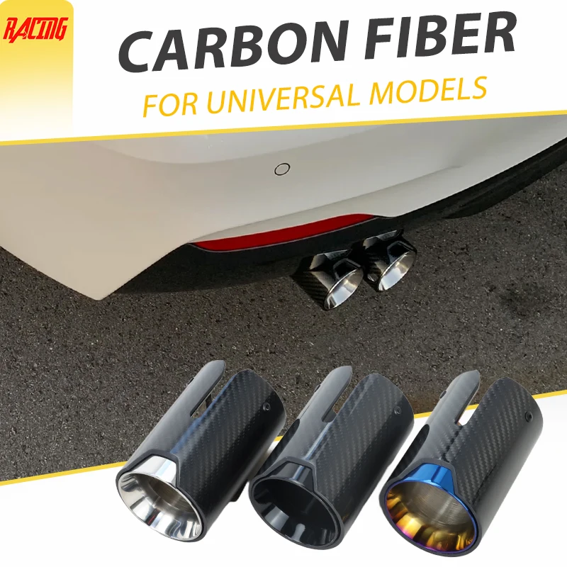 1 Piece Inlet 60mm Carbon Fiber Exhaust Tip Nozzle Muffler Car Exhaust Pipe Muffler Tip Universal Auto End Pipe for BMW