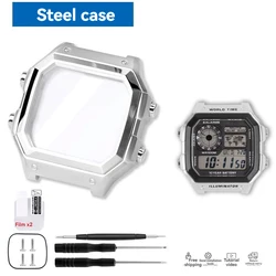 For Casio AE1200 AE-1200 Mod Kit Metal Watch Case Bracelet Sealing Ring 304 Stainless Steel Watchband Case Woven Nylon Strap